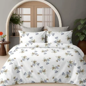 Painterly Floral Brown 200 TC King Size Twill Cotton Bedsheet