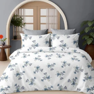 Painterly Floral Blue 200 TC King Size Twill Cotton Bedsheet