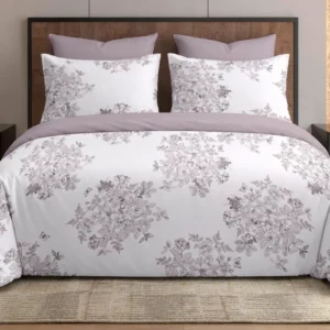 Mauve Garden Bloom 200 TC King Size Cotton Bedsheet