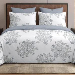 Blue Garden Bloom 200 TC King Size Cotton Bedsheet