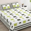 Anarkali Elephant Olive King Size Pure Cotton Bedsheet