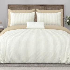 Brown Textured Stripes 300 TC King Size Cotton Bedsheet