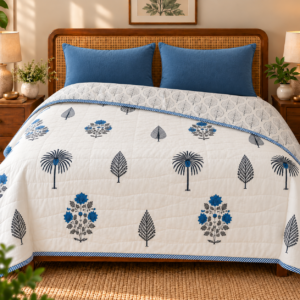 Blue Garden Mulmul Reversible Double Dohar