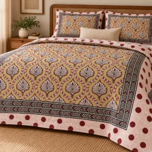 Rust Red Oversized Polka King Size Bedcover