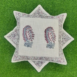 Dusty Mauve Sprig Canvas 16 Inch TNT Cotton Cushion Cover (Pair)