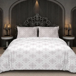 Floral Lattice Abstract White 200 TC King Size Cotton Bedsheet