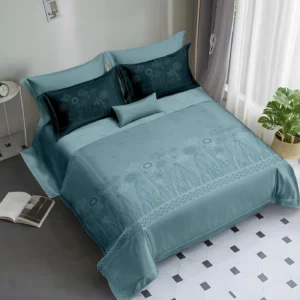 Teal Royale Festive Wildflower 250 TC King Size Cotton Bedsheet