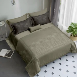 Olive Grey Royale Festive Wildflower 250 TC King Size Cotton Bedsheet
