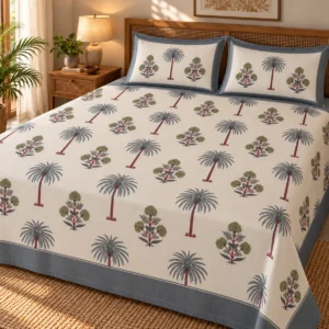 Palm Heritage Grey King Size Pure Cotton Bedsheet