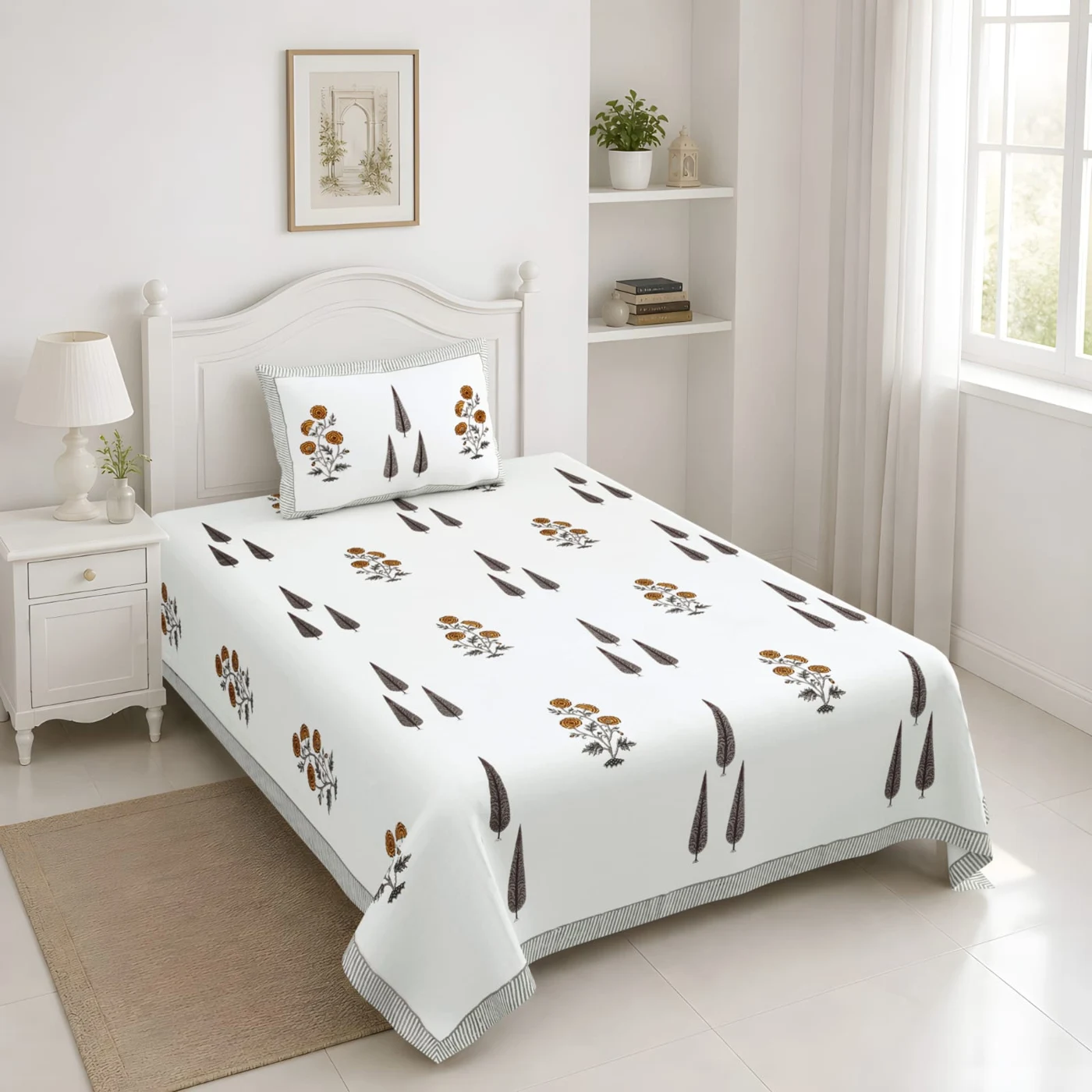 Marigold Whisper Single Pure Cotton Bedsheet