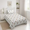 Warm Mustard Floral Mughal Jaal Single Pure Cotton Bedsheet