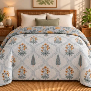 Marigold Mughal Garden Reversible Double AC Quilt